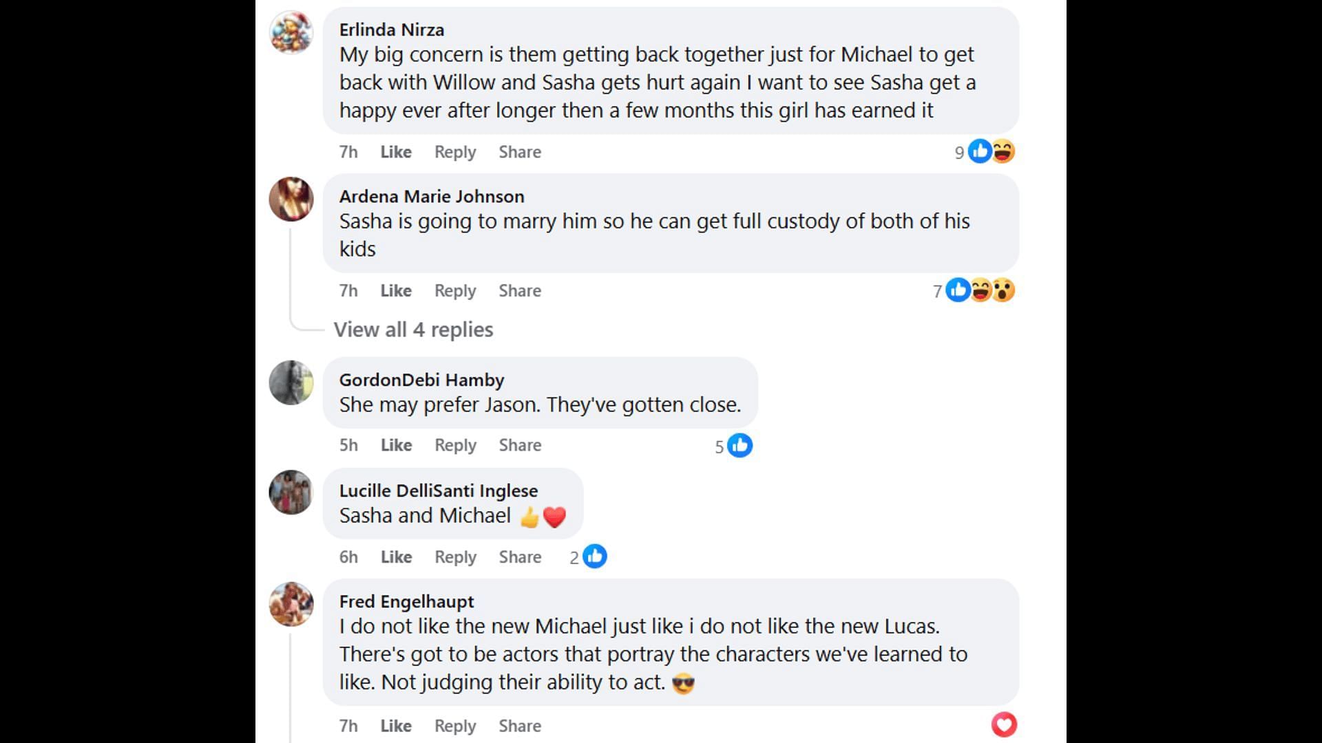 Fans voice their opinions about Sasha and Michael (Image via Facebook/General Hospital Fans - Official)
